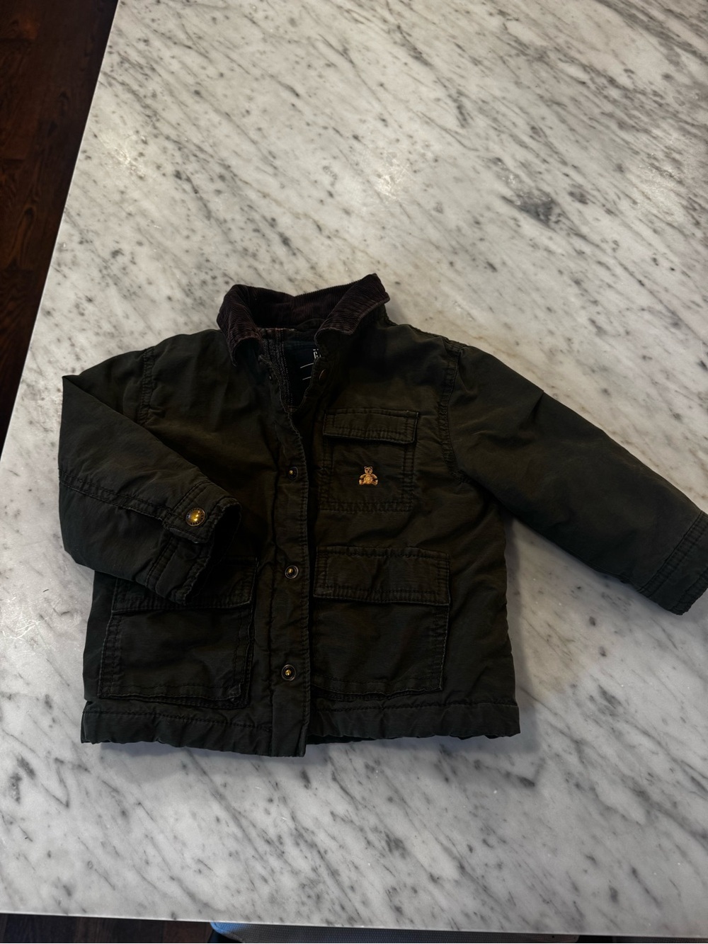 Baby Gap Olive Barn Jacket with Corduroy Collar